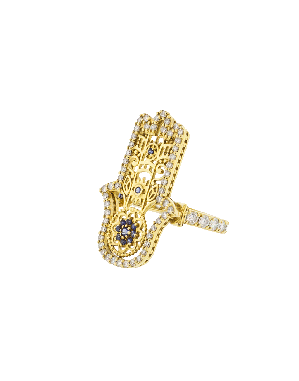 BUDDHA MAMA-Filigree Hamsa Ring-YELLOW GOLD