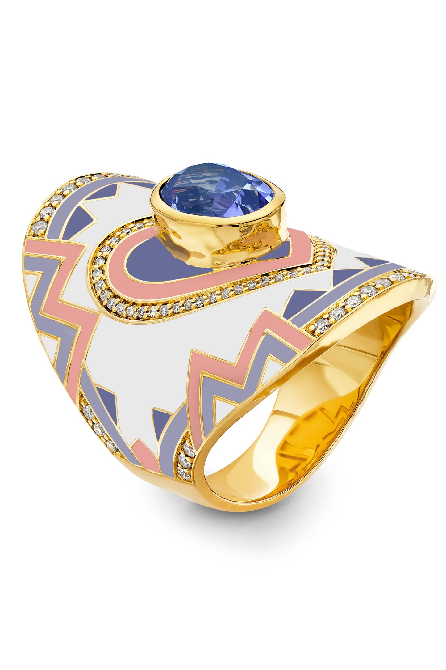 BUDDHA MAMA-Lavender Spinel Heart Wrap Ring-YELLOW GOLD