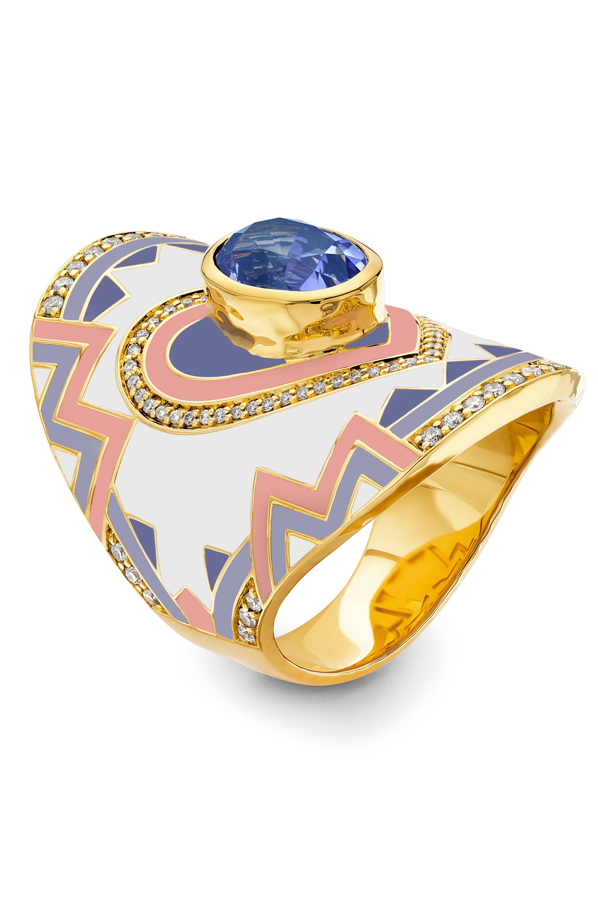 BUDDHA MAMA-Lavender Spinel Heart Wrap Ring-YELLOW GOLD