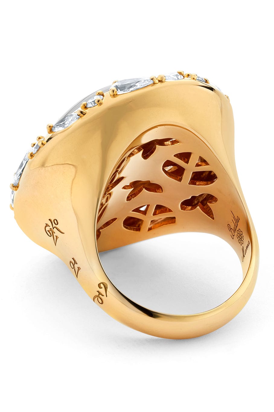 BUDDHA MAMA-Lotus Diamond Shaker Ring-YELLOW GOLD
