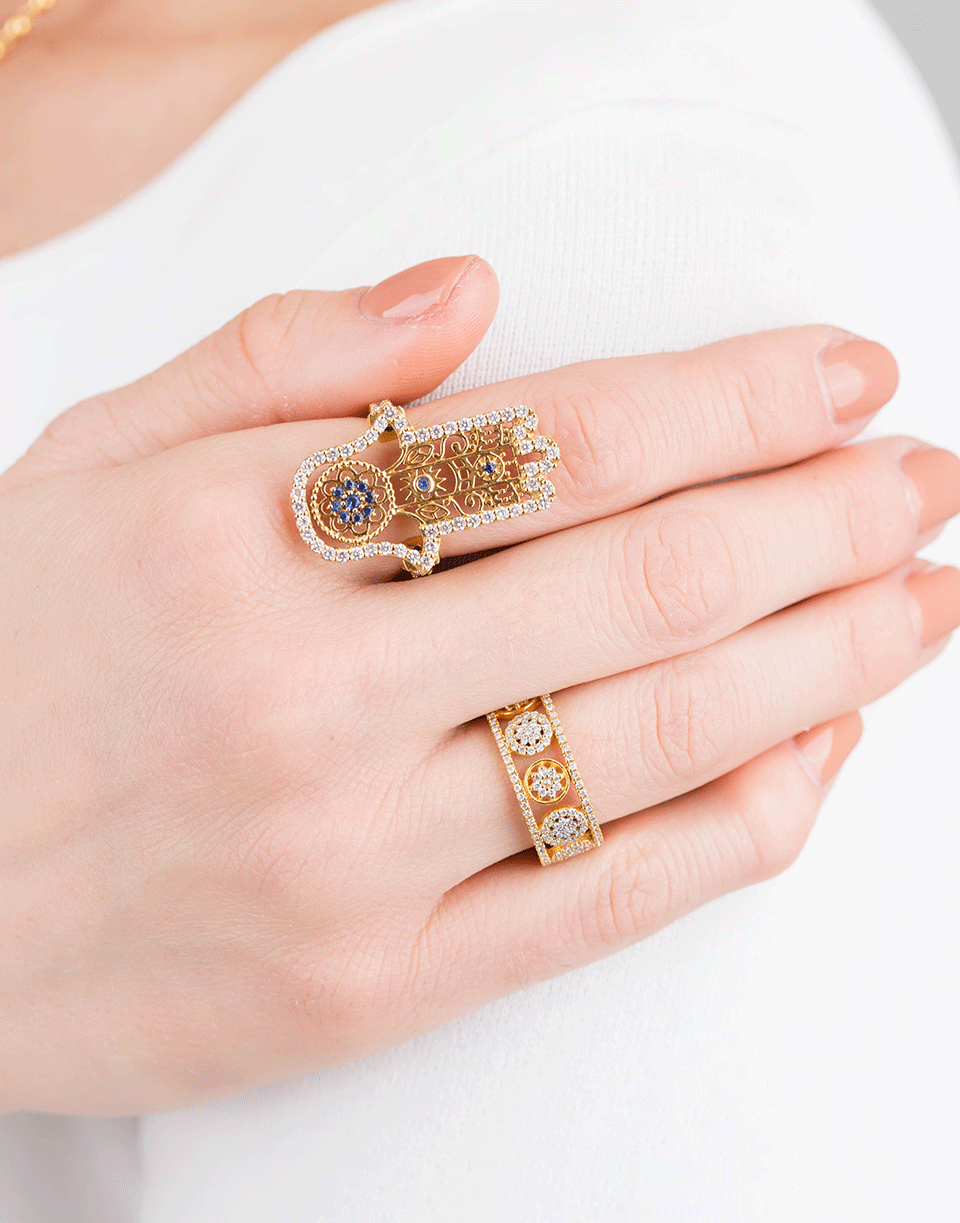 BUDDHA MAMA-Mandala Double Band Ring-YELLOW GOLD