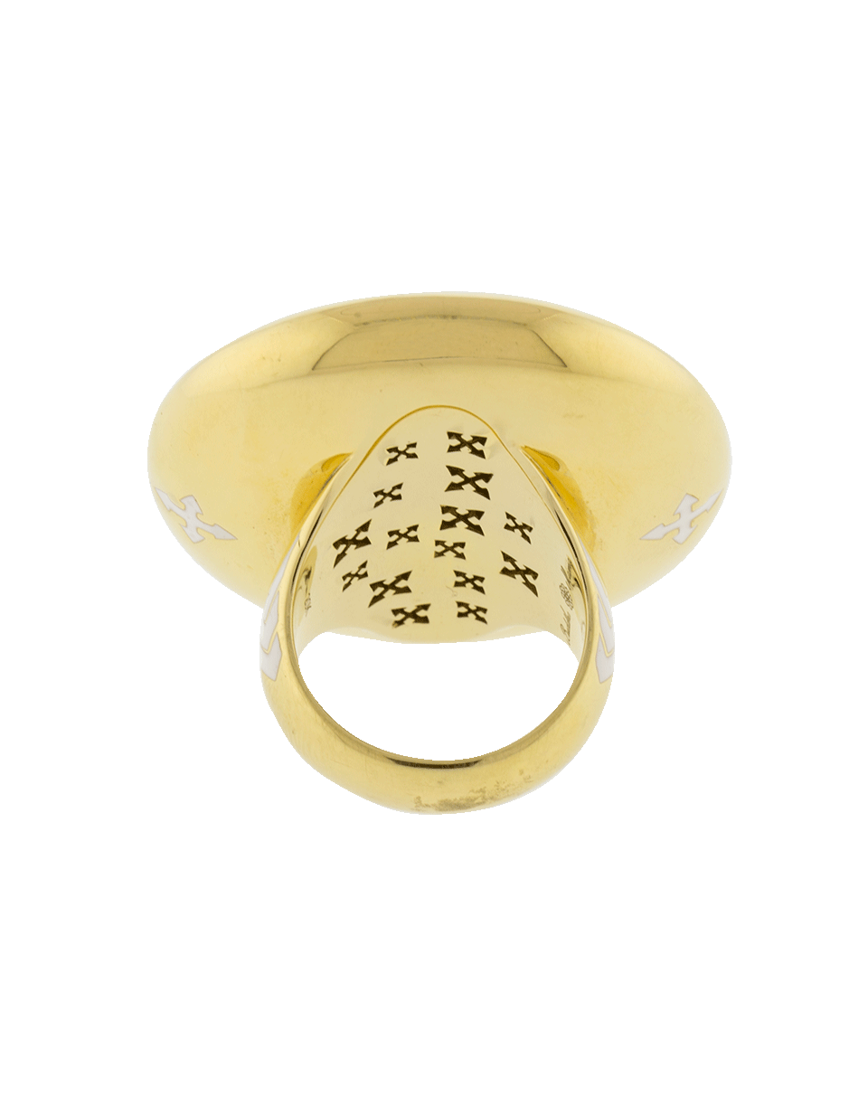 BUDDHA MAMA-Mandala Rock Crystal And Enamel Ring-YELLOW GOLD