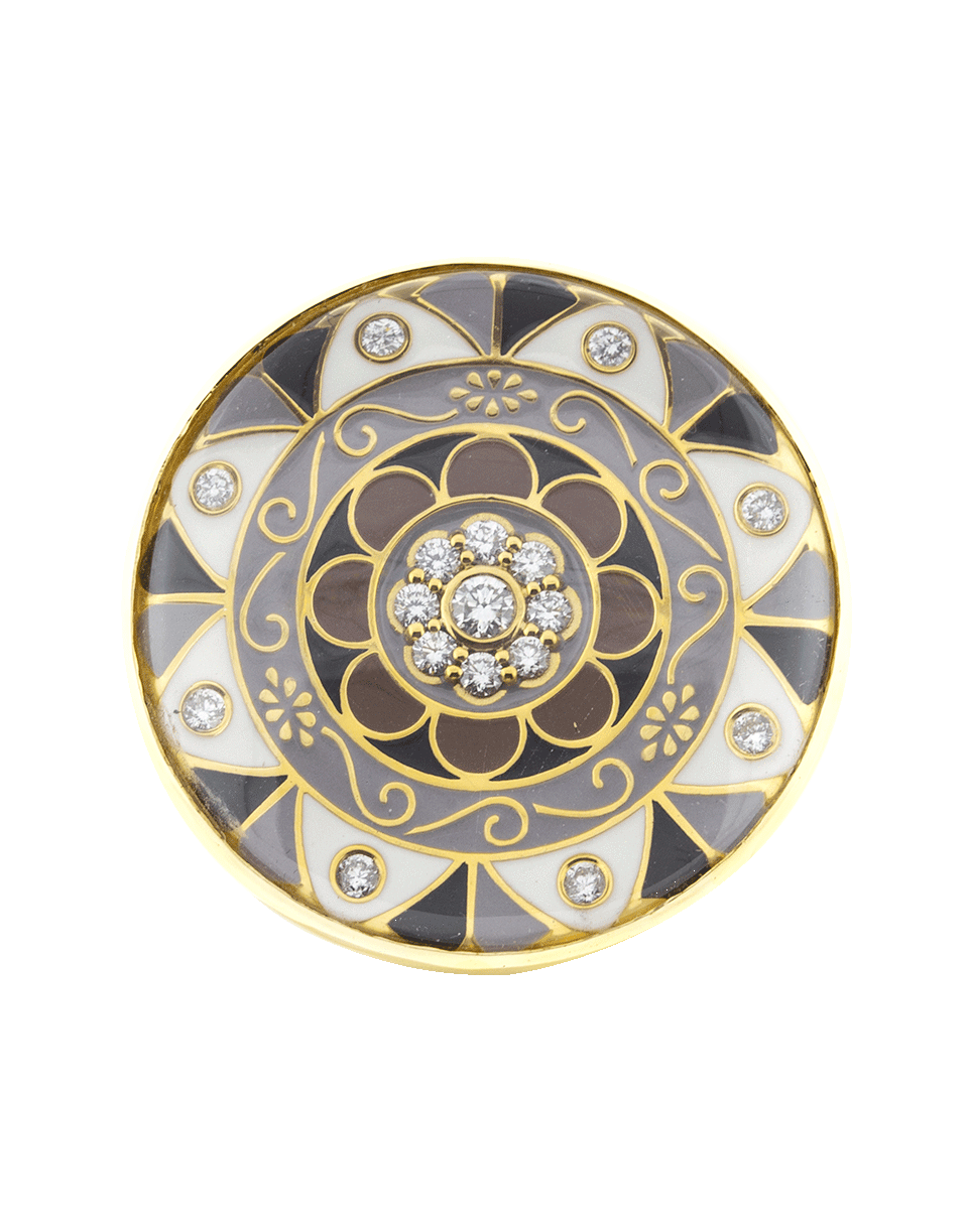 BUDDHA MAMA-Mandala Rock Crystal And Enamel Ring-YELLOW GOLD