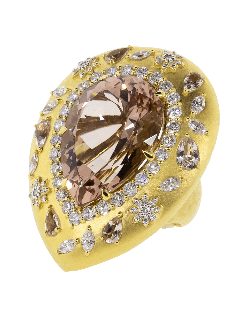 BUDDHA MAMA-Pear Shaped Morganite Ring-YELLOW GOLD