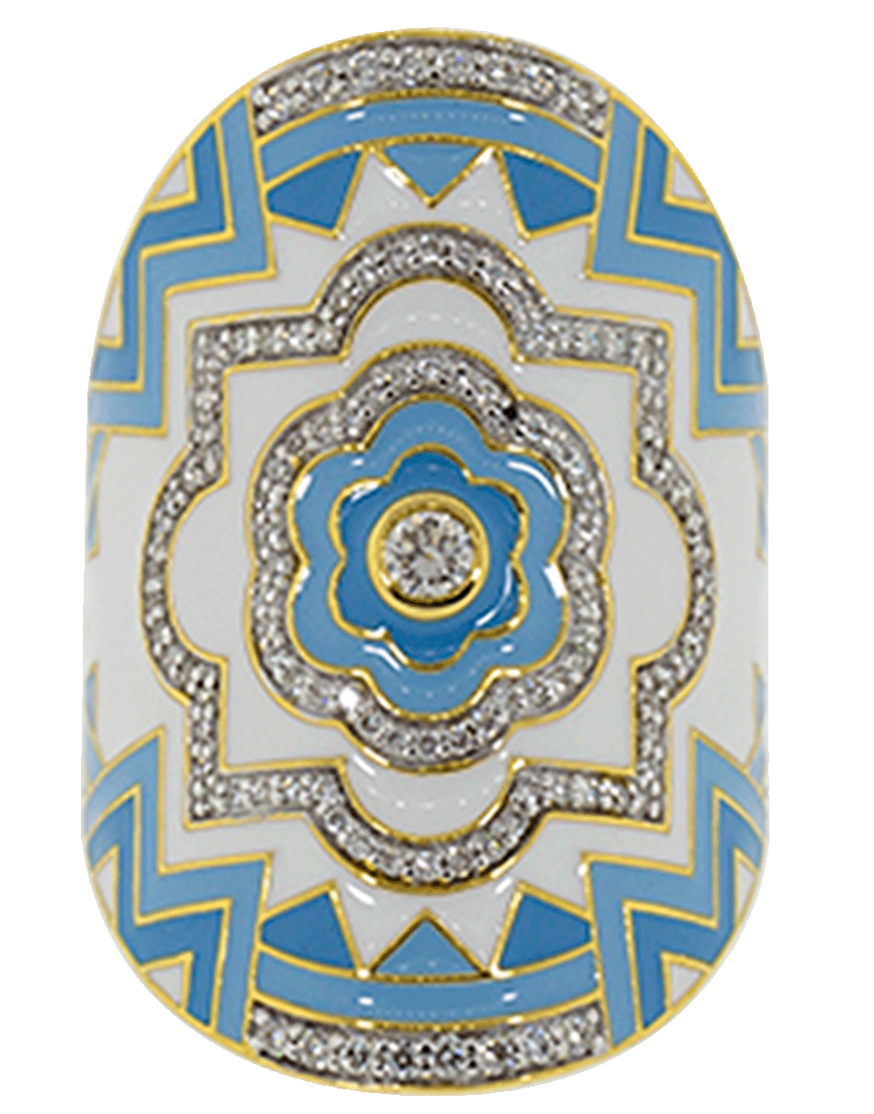 BUDDHA MAMA-Sky Blue and White Enamel Wrap Ring-YELLOW GOLD
