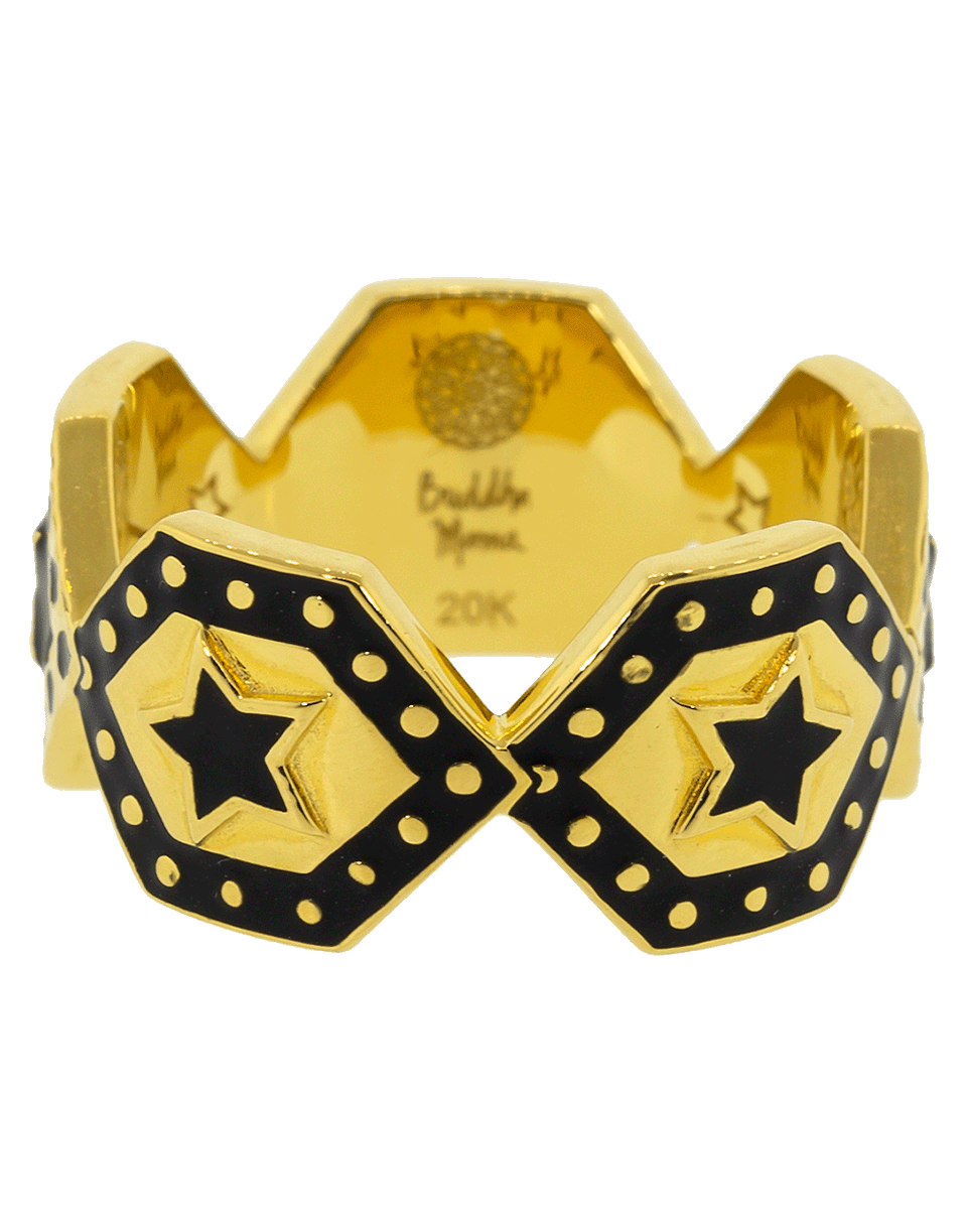 BUDDHA MAMA-Black Enamel Star Shield Band-YELLOW GOLD