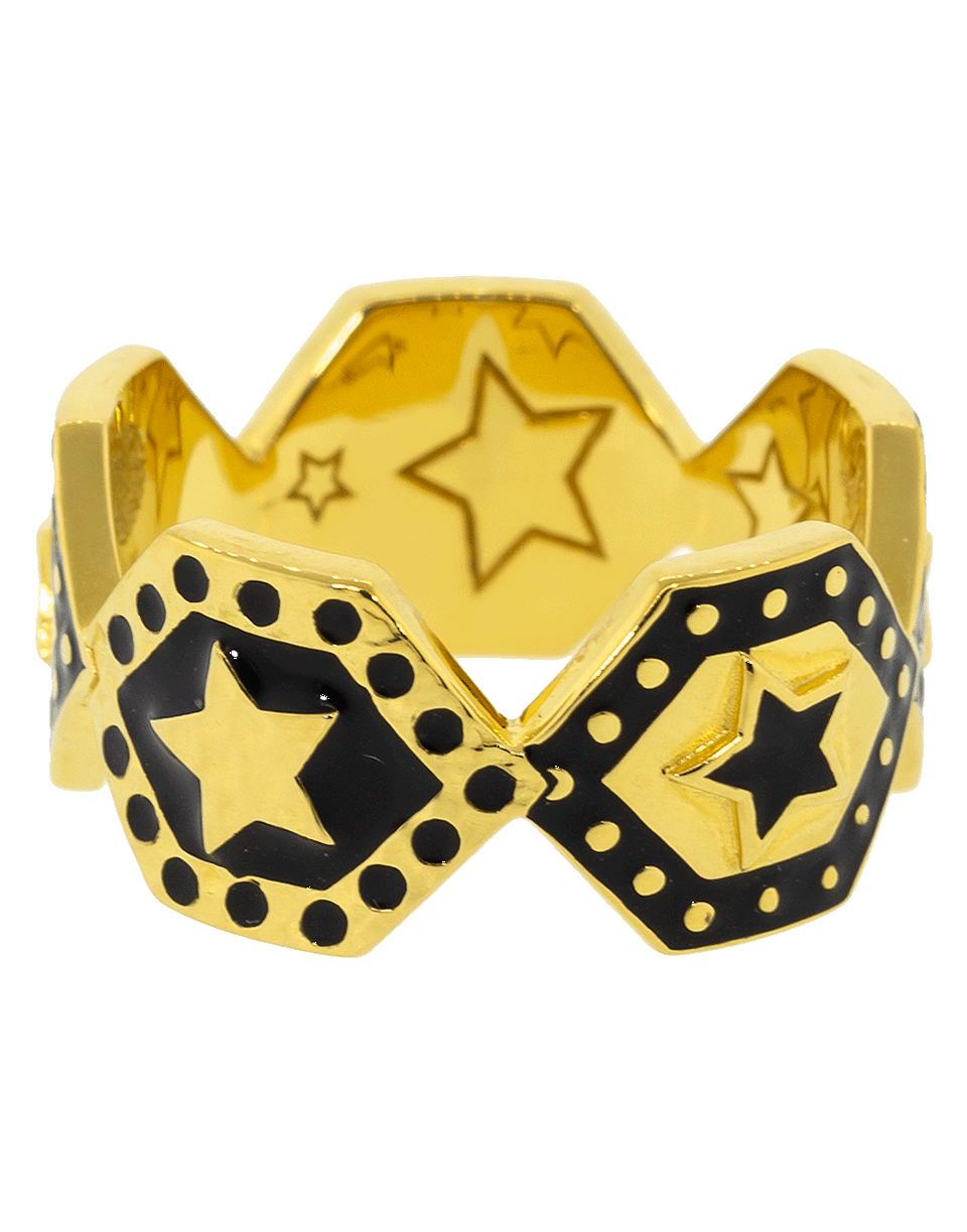 BUDDHA MAMA-Black Enamel Star Shield Band-YELLOW GOLD