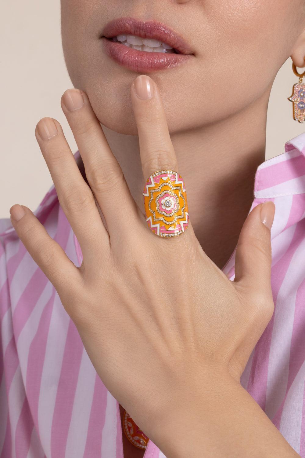 Diamond Clementine Mandala Wrap Ring-YELLOW GOLD-7.5-JEWELRYFINE JEWELRING-BUDDHA MAMA