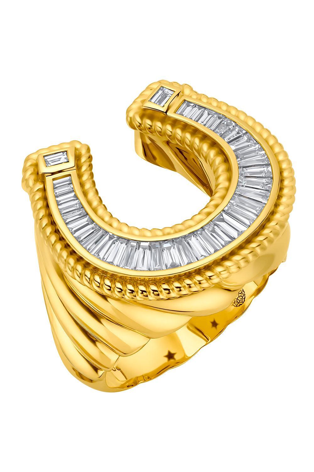 Diamond Horseshoe Signet Ring-YELLOW GOLD-7.5-JEWELRYFINE JEWELRING-BUDDHA MAMA