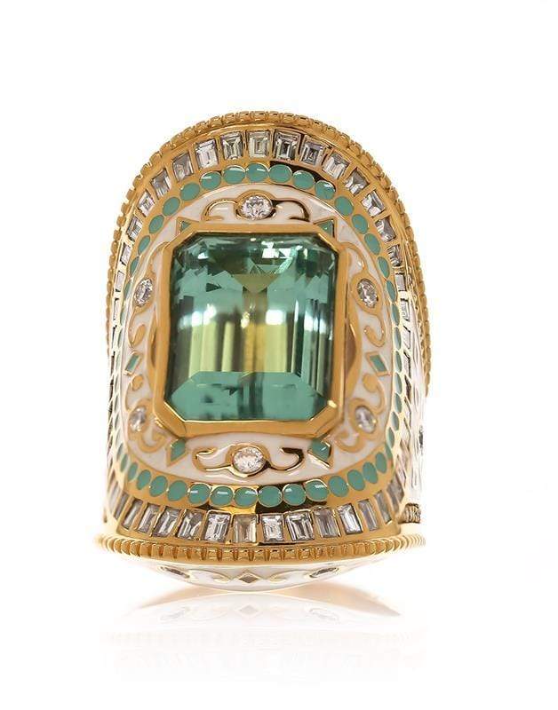 BUDDHA MAMA-Green Beryl Ring-YELLOW GOLD