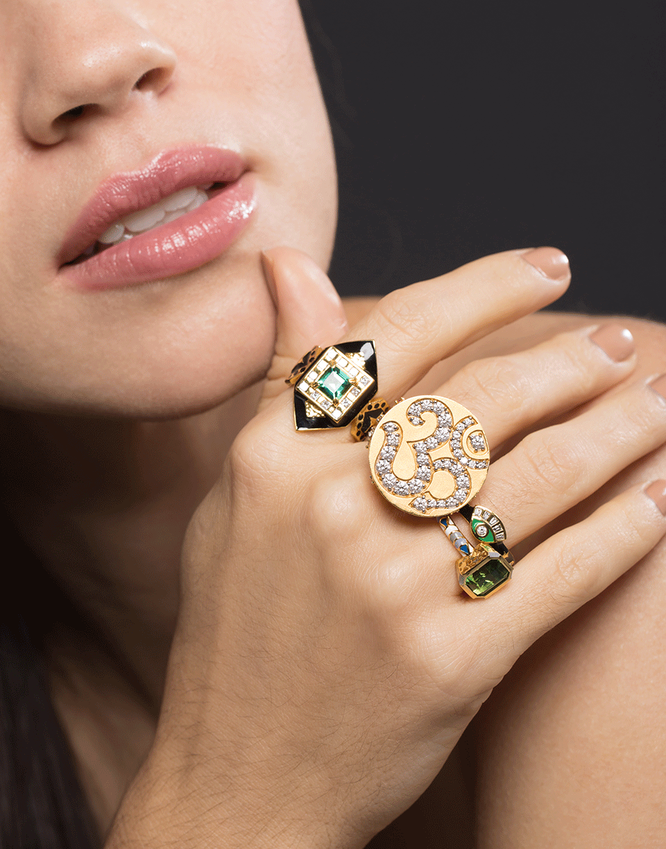 BUDDHA MAMA-Green Tourmaline Shield Ring-YELLOW GOLD