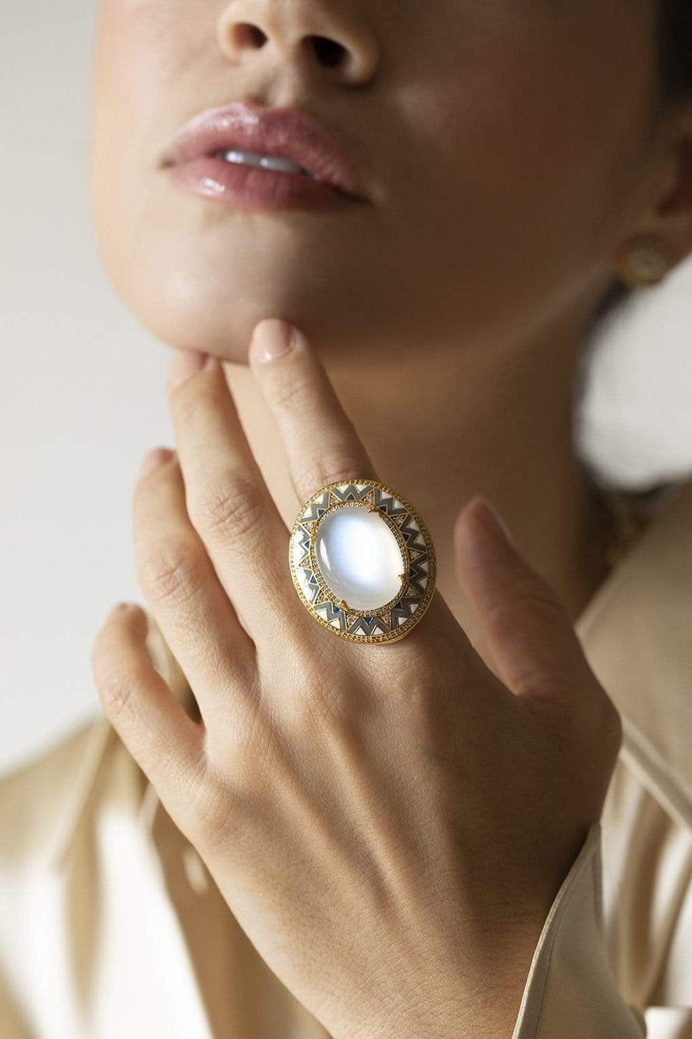 BUDDHA MAMA-Rainbow Moonstone Ring-YELLOW GOLD