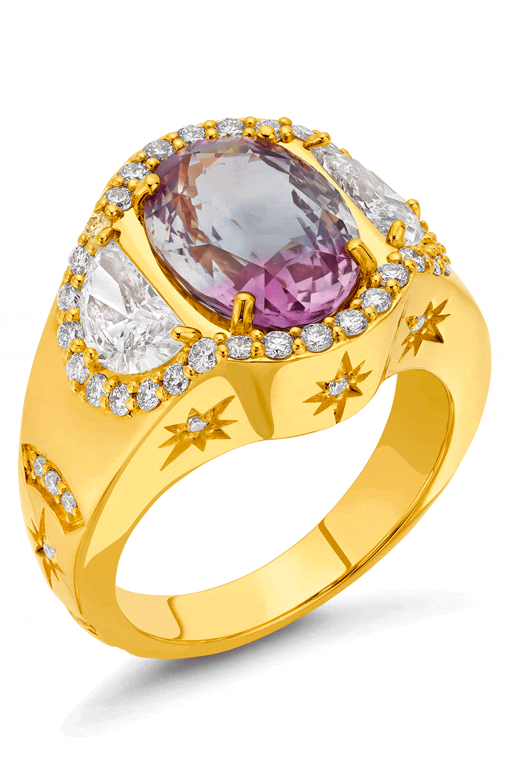BUDDHA MAMA-Sapphire Oval Star Ring-YELLOW GOLD