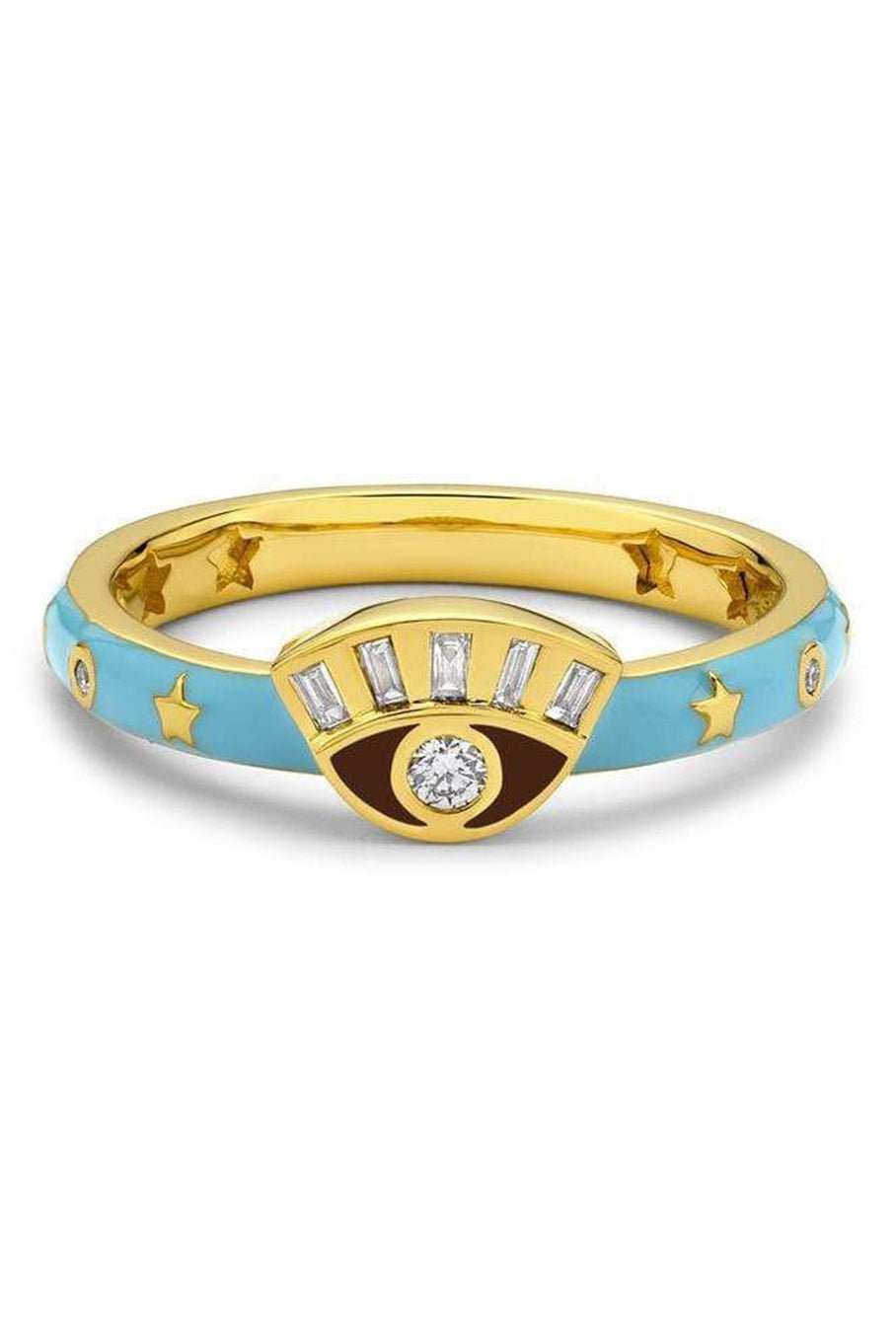 BUDDHA MAMA-Sky Blue Evil Eye Band-YELLOW GOLD