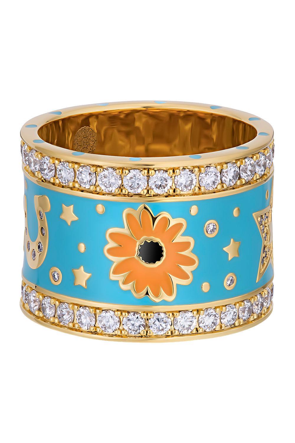  Diamond Blue Lucky Cowgirl Band Ring-YELLOW GOLD-8-JEWELRYFINE JEWELRING-BUDDHA MAMA 