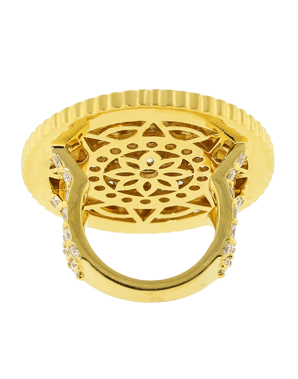 BUDDHA MAMA-Navy And White Enamel Diamond Coin Ring-YELLOW GOLD