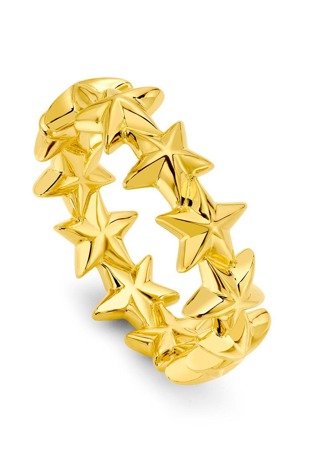 Puffy Star Band Ring-YELLOW GOLD-8-JEWELRYFINE JEWELRING-BUDDHA MAMA