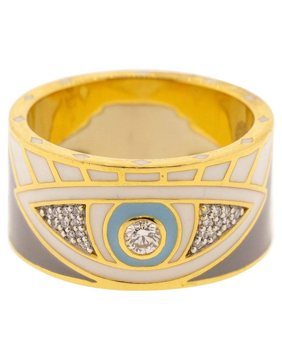 BUDDHA MAMA-Diamond and Enamel Evil Eye Ring-YELLOW GOLD