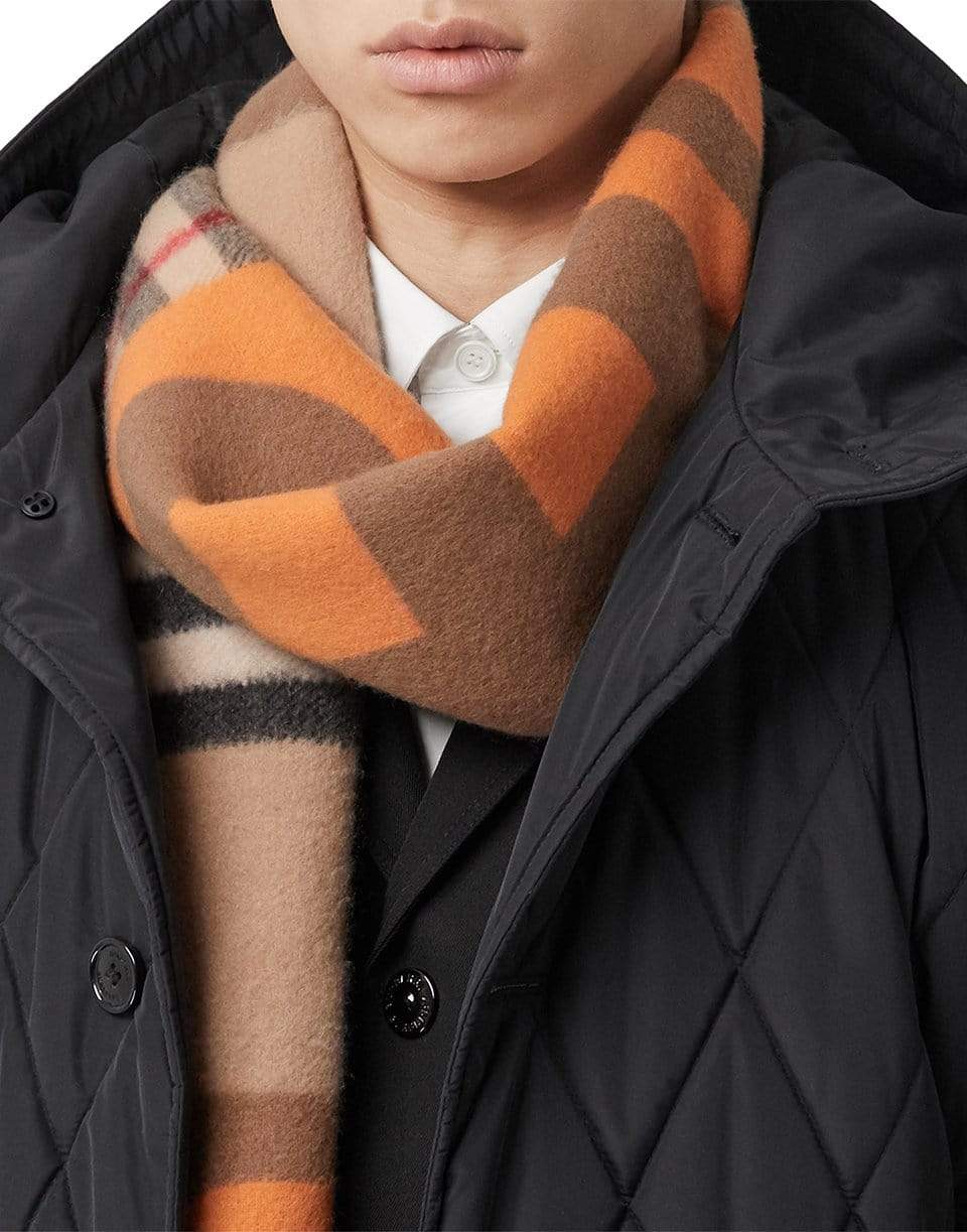 BURBERRY-Giant Geometric Check Scarf-ORANGE