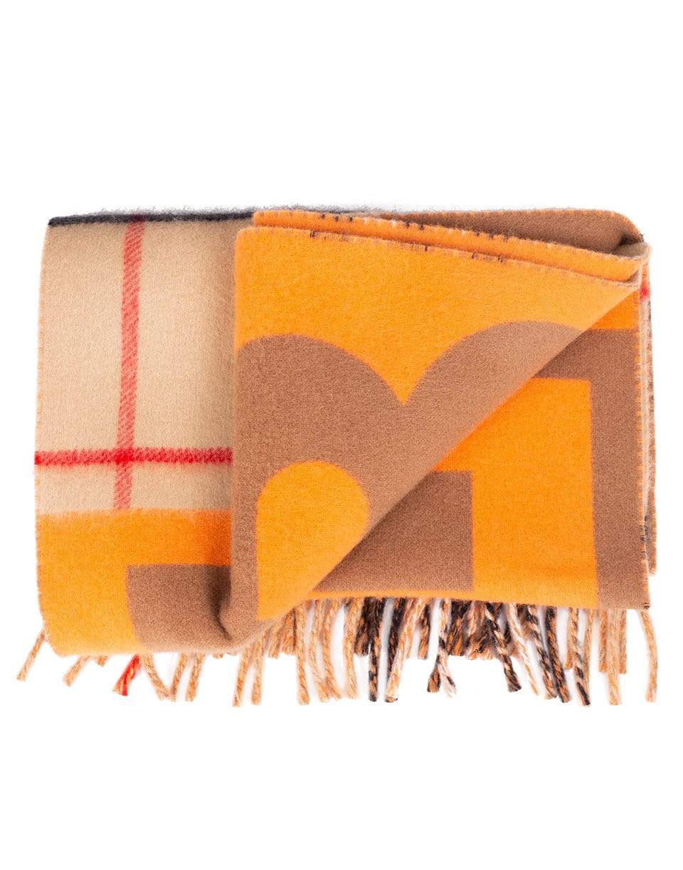 BURBERRY-Giant Geometric Check Scarf-ORANGE