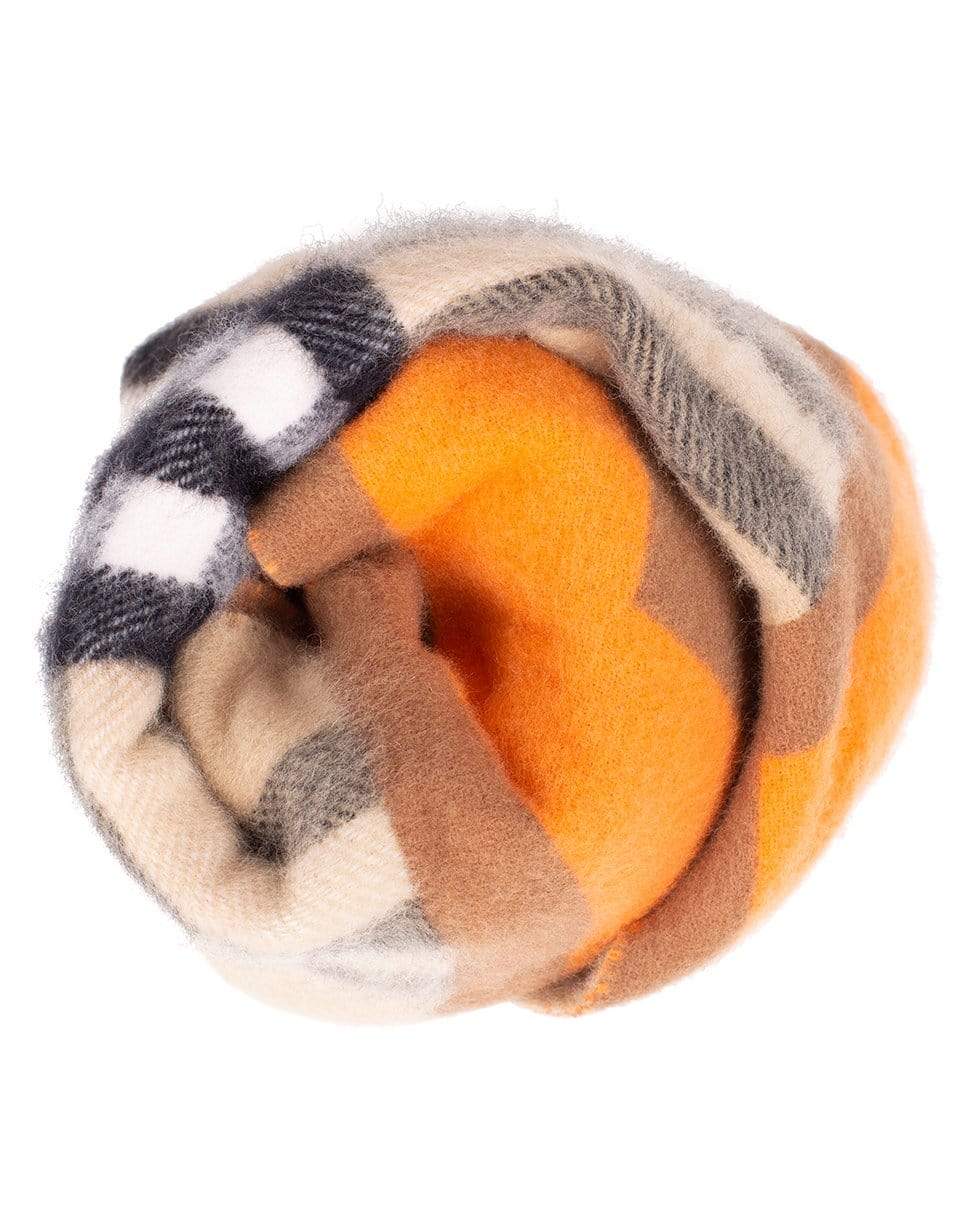 BURBERRY-Giant Geometric Check Scarf-ORANGE