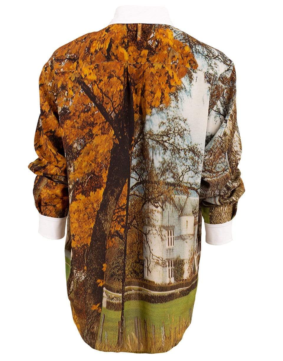 BURBERRY-Carolta Castle Print Silk Shirt-