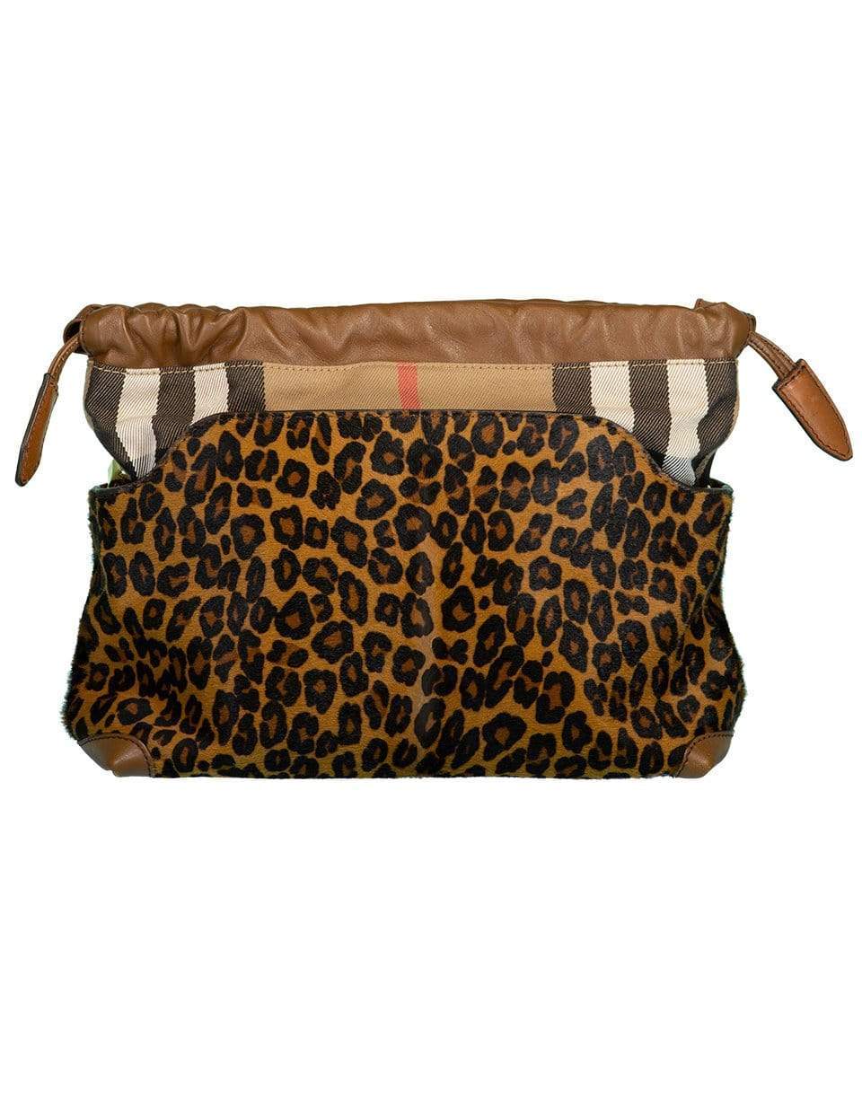 BURBERRY-Leopard Print Calfhair and Nova Check Crossover Bag-BROWN