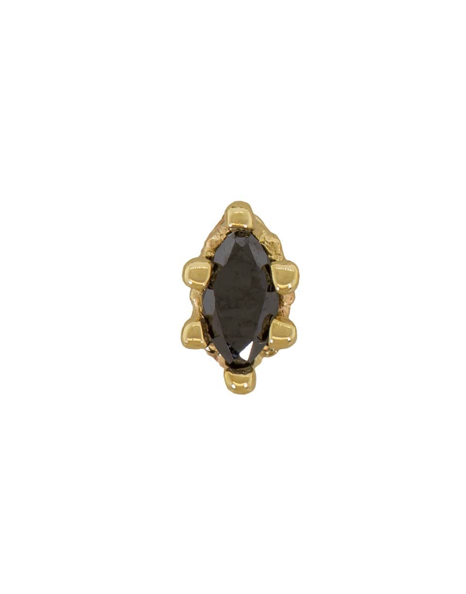BVLA-Black Marquise Diamond Stud-YELLOW GOLD