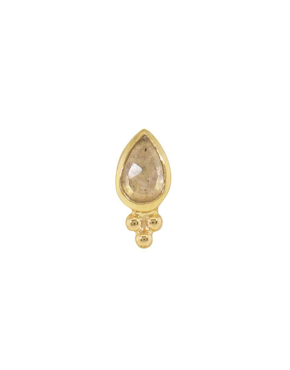 BVLA-Labradorite Beaded Pear Stud-YELLOW GOLD