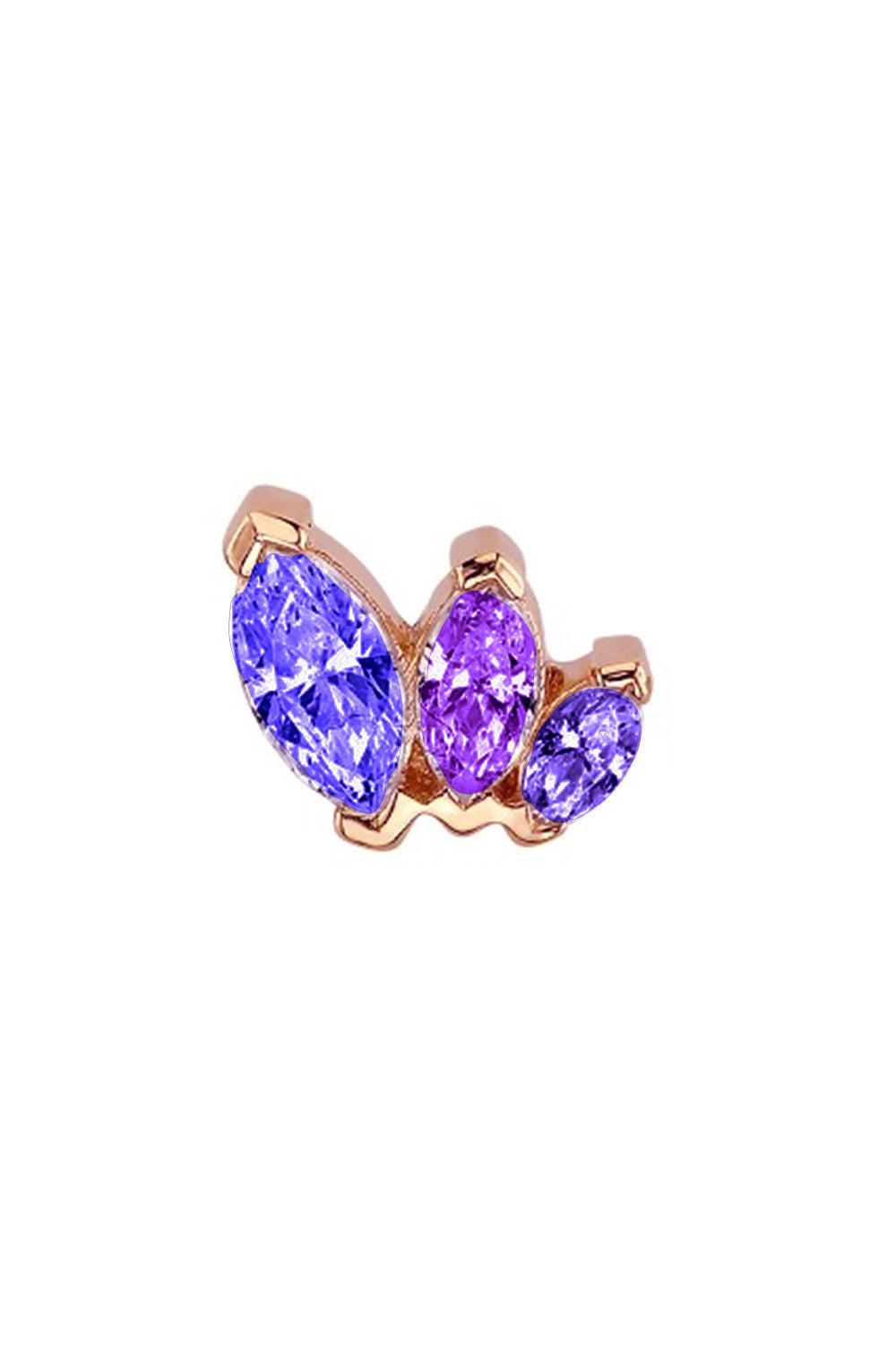 Tanzanite Amethyst Iolite Tiny French Kiss Ear End-ROSE GOLD-LEFT-JEWELRYFINE JEWELPIERCING-BVLA