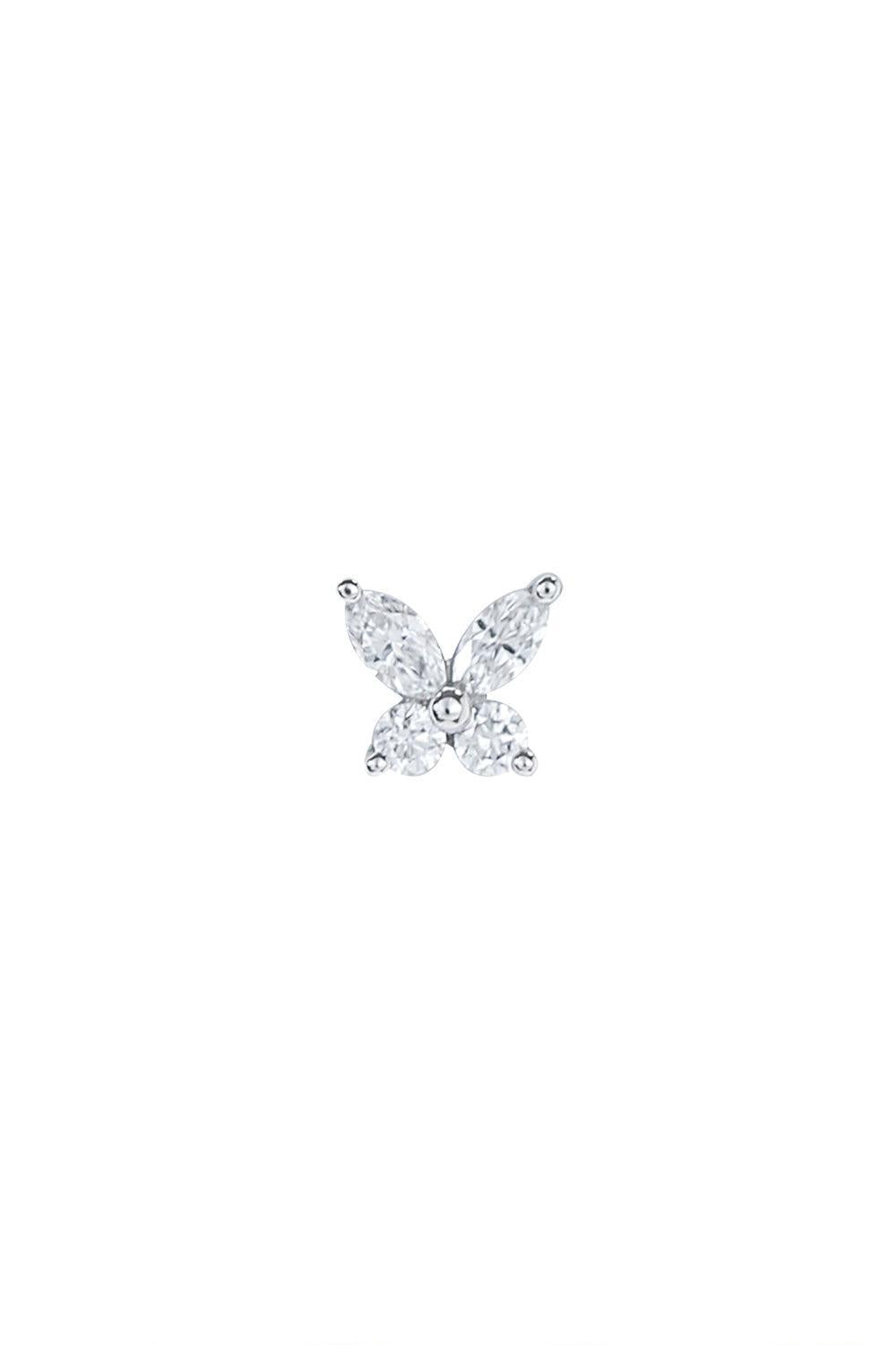 Diamond Monarch Butterfly Ear Pin-WHITE GOLD-JEWELRYFINE JEWELPIERCING-BVLA