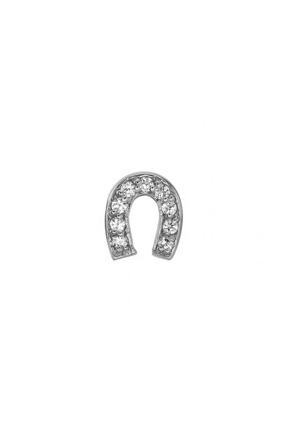 Micro Diamond Horseshoe Ear Pin-WHITE GOLD-JEWELRYFINE JEWELPIERCING-BVLA