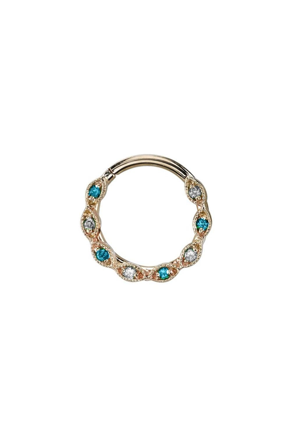 Blue Topaz Diamond Violet Hinge Ear Ring-YELLOW GOLD-16-JEWELRYFINE JEWELPIERCING-BVLA