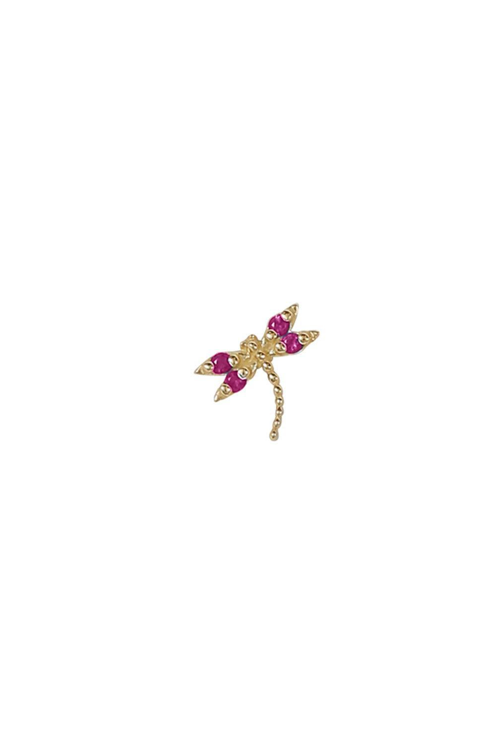 Pink Sapphire Damselfy Ear Pin-YELLOW GOLD-LEFT-JEWELRYFINE JEWELPIERCING-BVLA