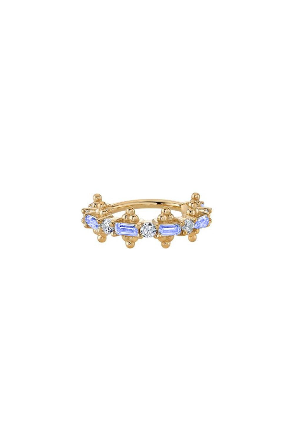 Tanzanite Diamond Closer Hinge Ear Ring-YELLOW GOLD-JEWELRYFINE JEWELPIERCING-BVLA