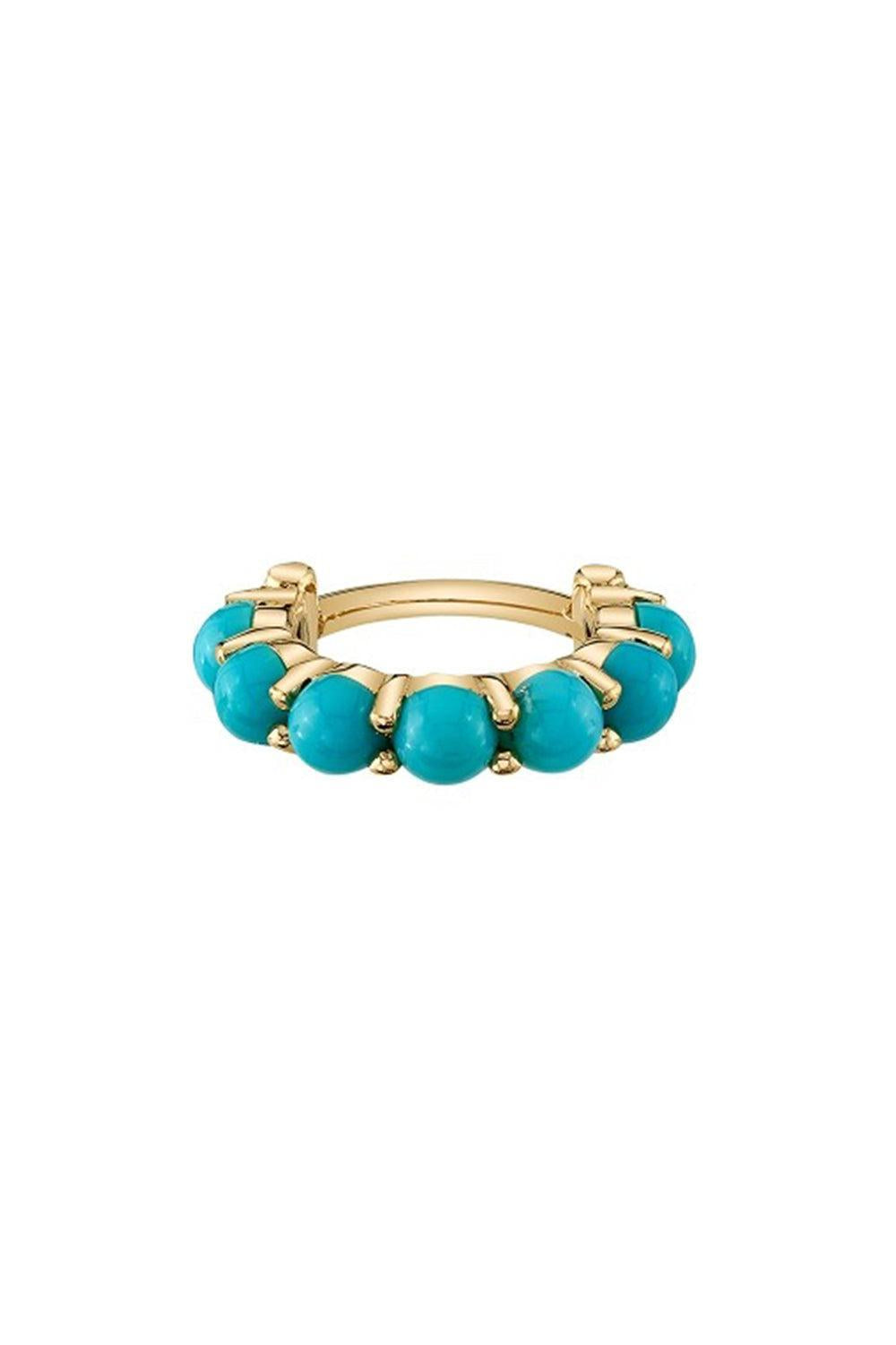 Turquoise Telesto Hinge Ear Ring-YELLOW GOLD-JEWELRYFINE JEWELPIERCING-BVLA