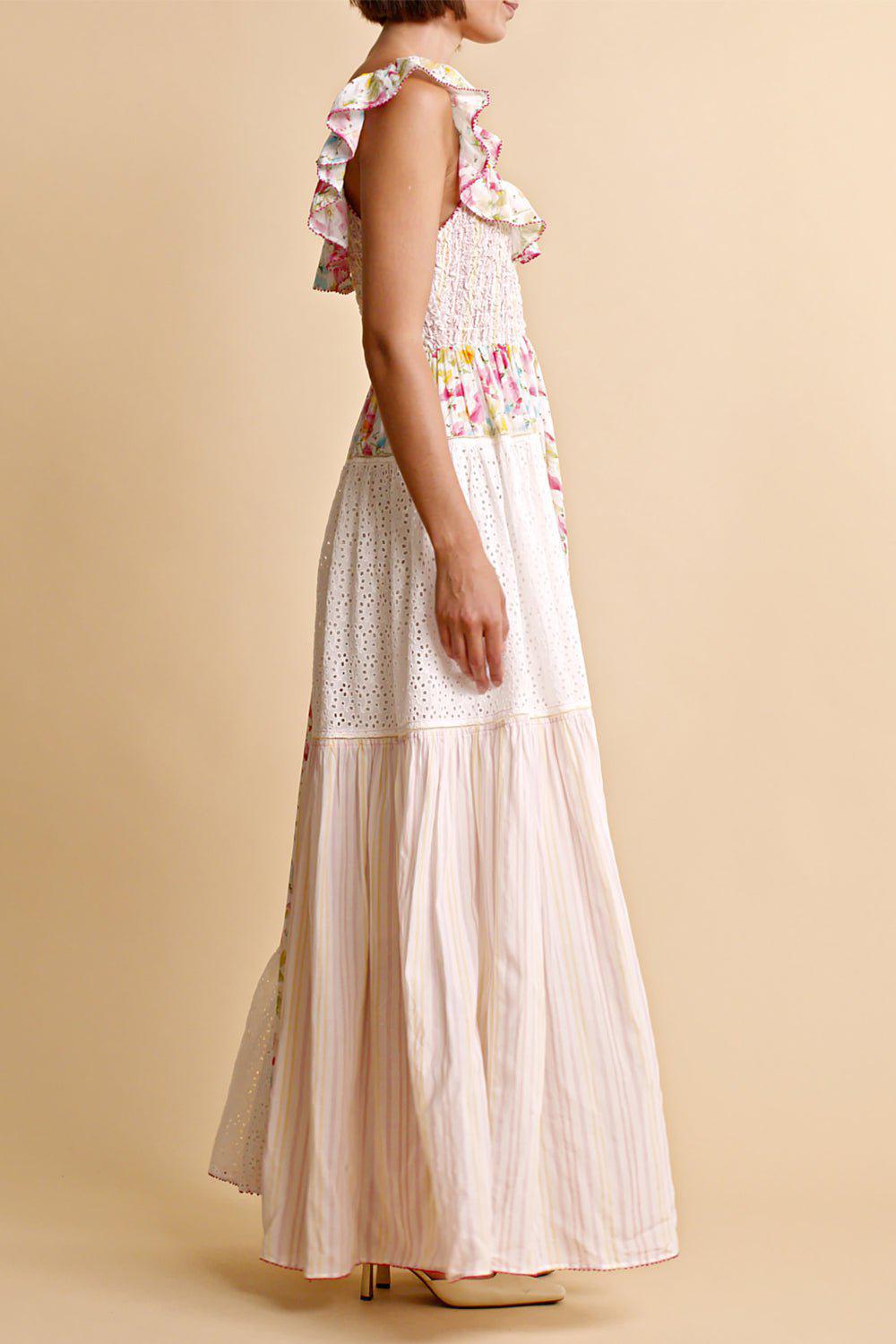 BYTIMO-Patchwork Smocking Dress-