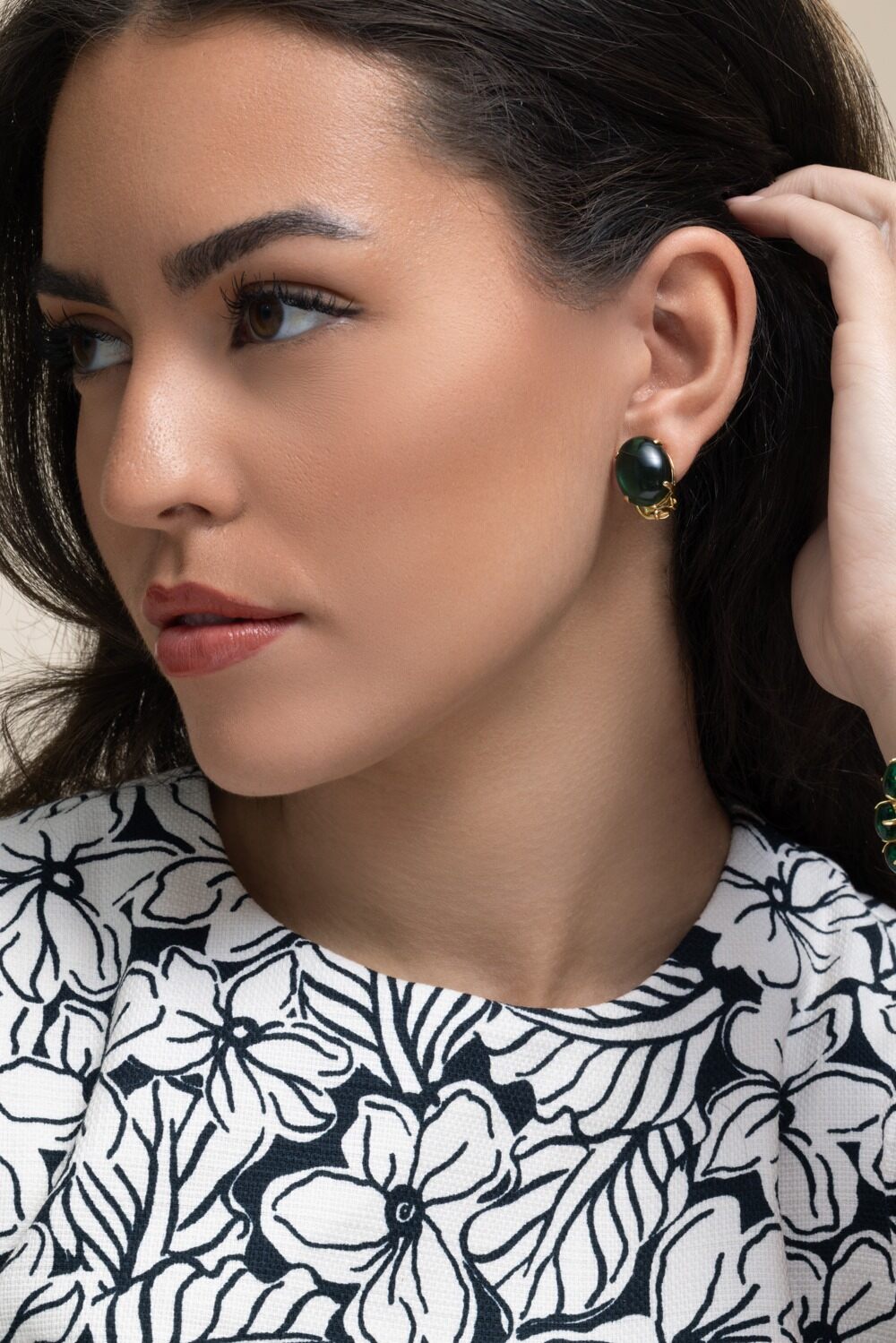 Green Quartz Oval Cabochon Earrings-GREEN-JEWELRYBOUTIQUEEARRING-BOUNKIT JEWELRY