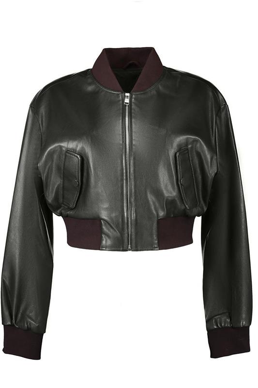 Evelin Crop Bomber Jacket - Dark Olive-DK OLIVE-XS-CLOTHINGJACKETCASUAL-LAMARQUE