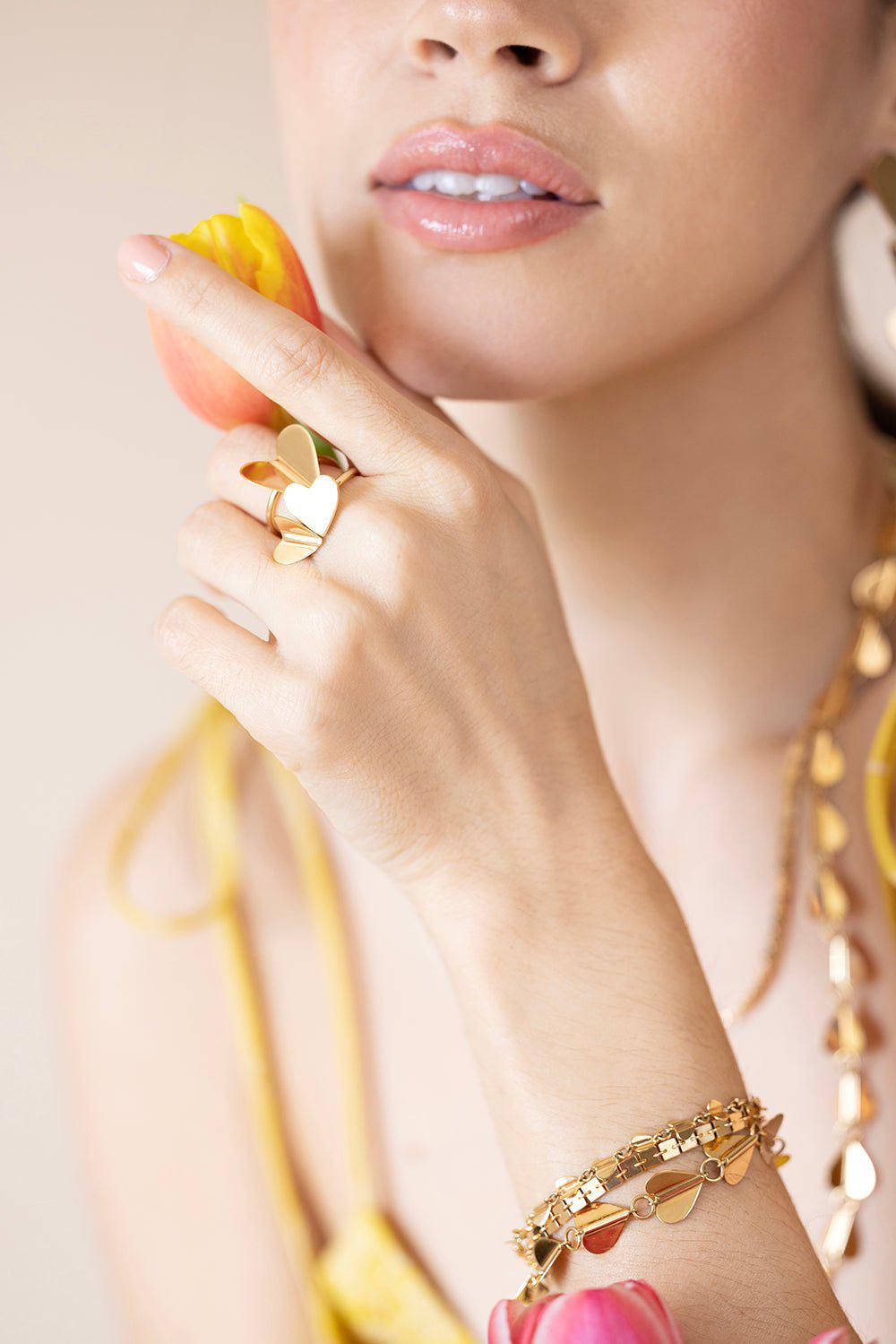 CADAR-Medium Wings of Love Bracelet-YELLOW GOLD