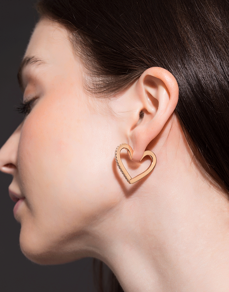 CADAR-Endless Medium Heart Earrings-ROSE GOLD