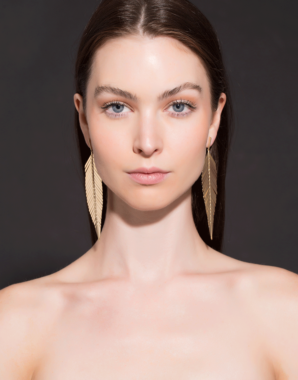 CADAR-Large Feather Drop Earrings-ROSE GOLD