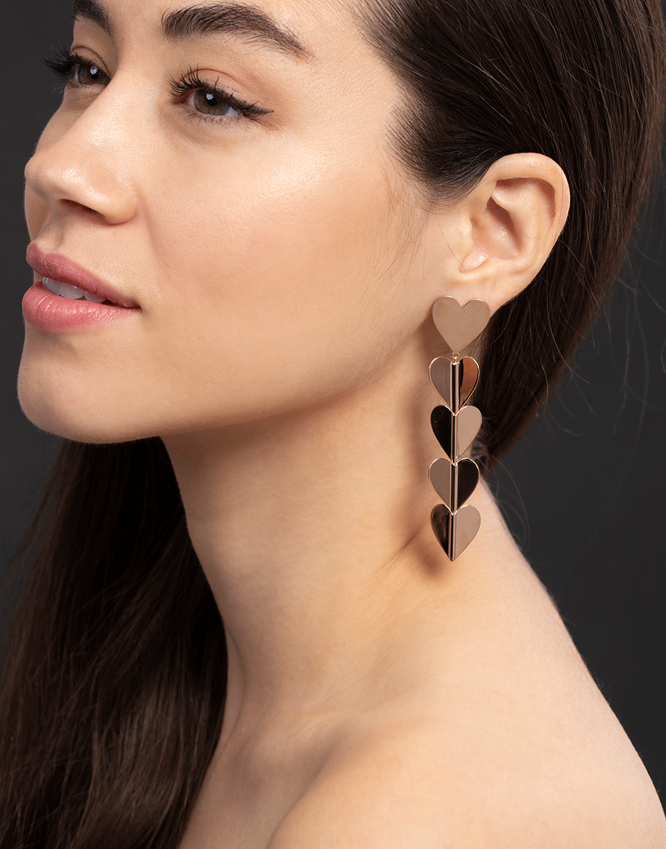 CADAR-Large Hearts Drop Earrings-ROSE GOLD