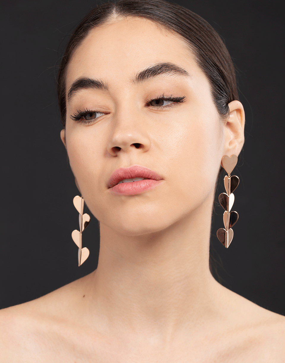 CADAR-Large Hearts Drop Earrings-ROSE GOLD