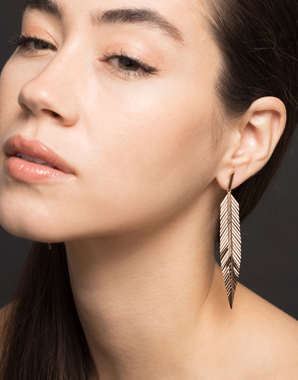 CADAR-Medium Feather Earrings-ROSE GOLD