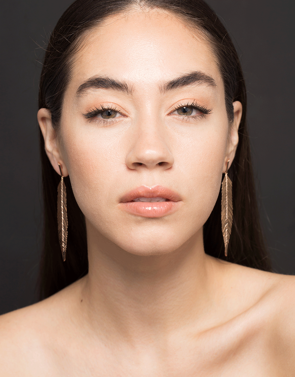 CADAR-Medium Feather Earrings-ROSE GOLD