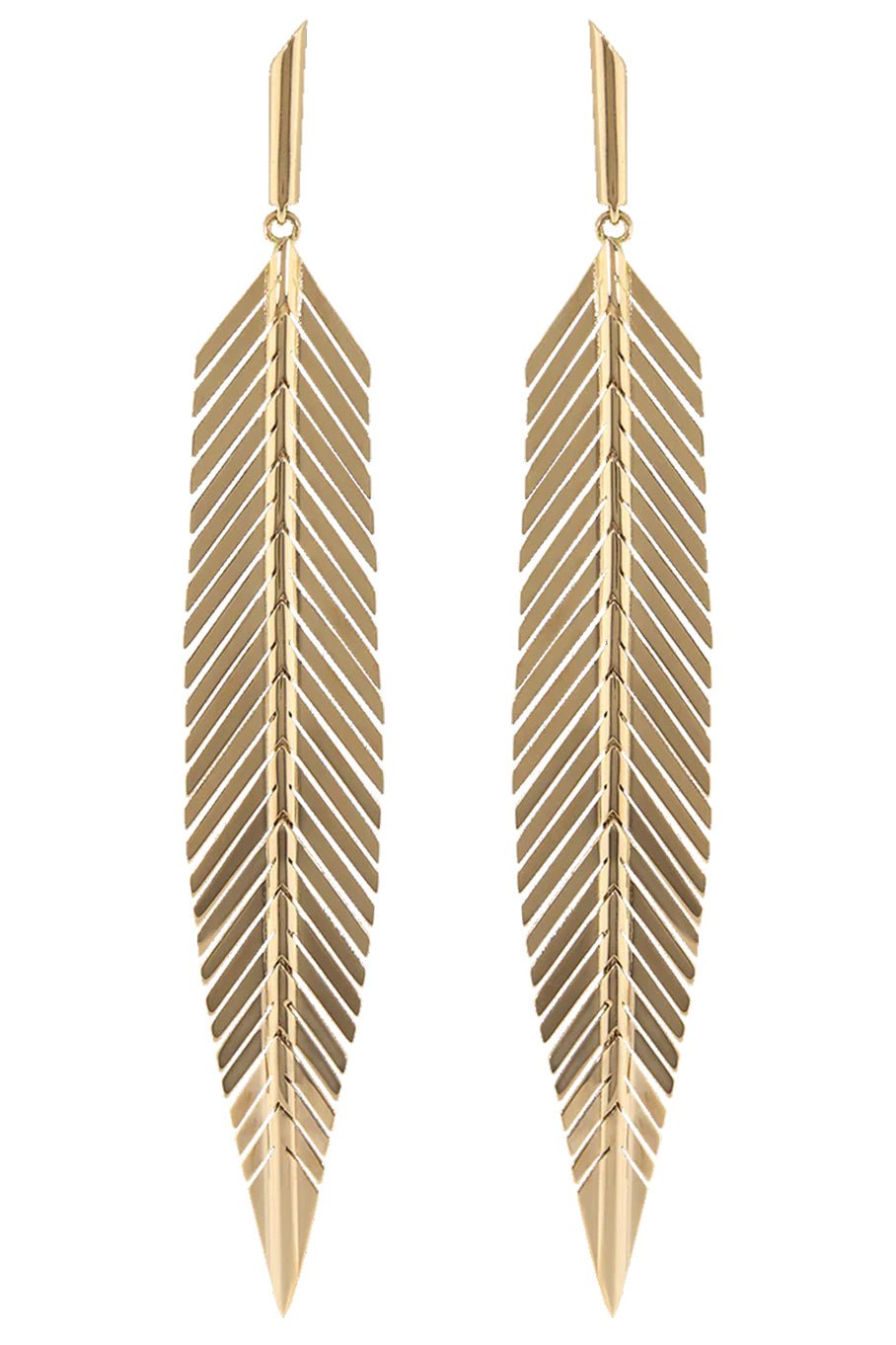 CADAR-Medium Rose Gold Feather Drop Earrings-ROSE GOLD