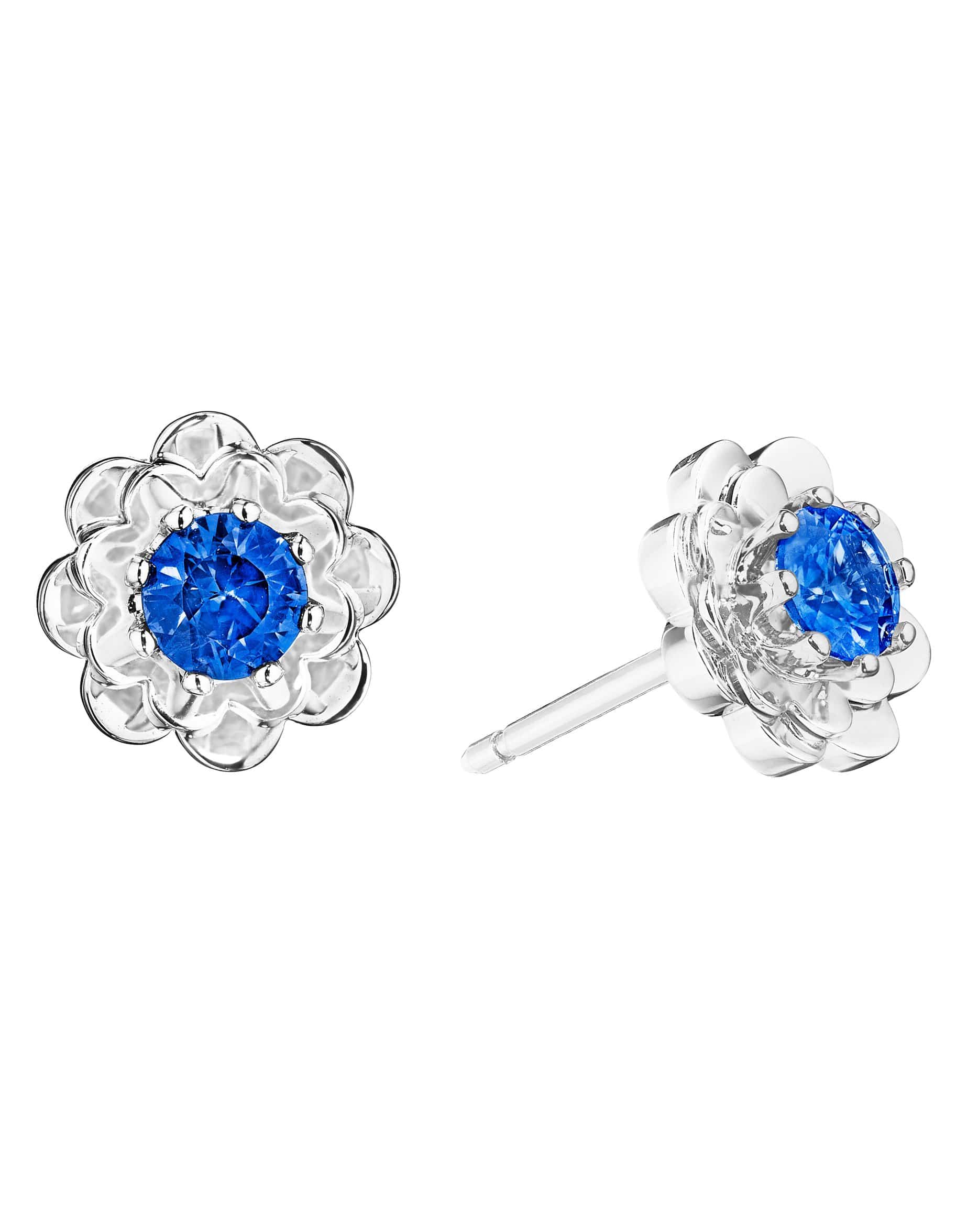 CADAR-Blue Sapphire and Diamond Trio Studs-WHITE GOLD