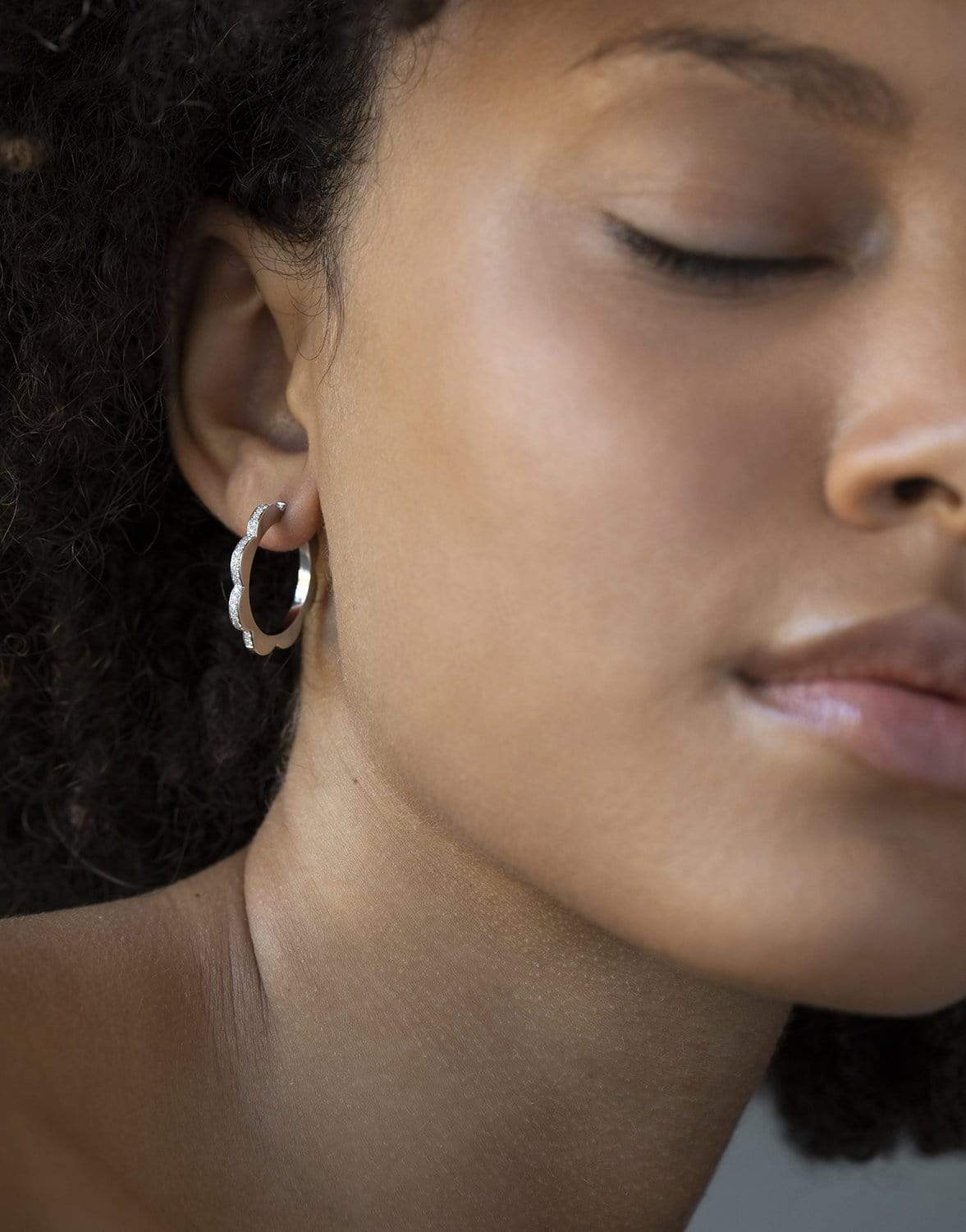 CADAR-Blue Sapphire and Diamond Triplet Hoops-WHITE GOLD