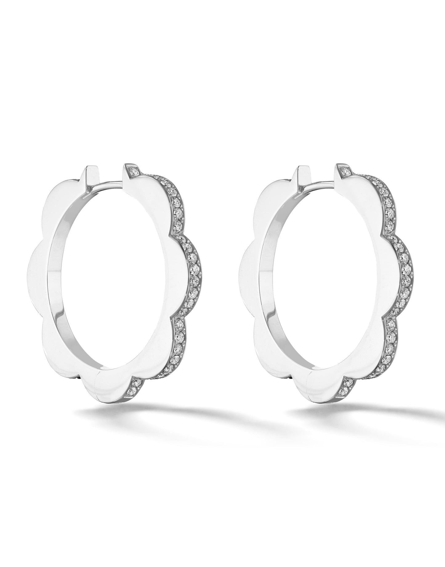 CADAR-Blue Sapphire and Diamond Triplet Hoops-WHITE GOLD